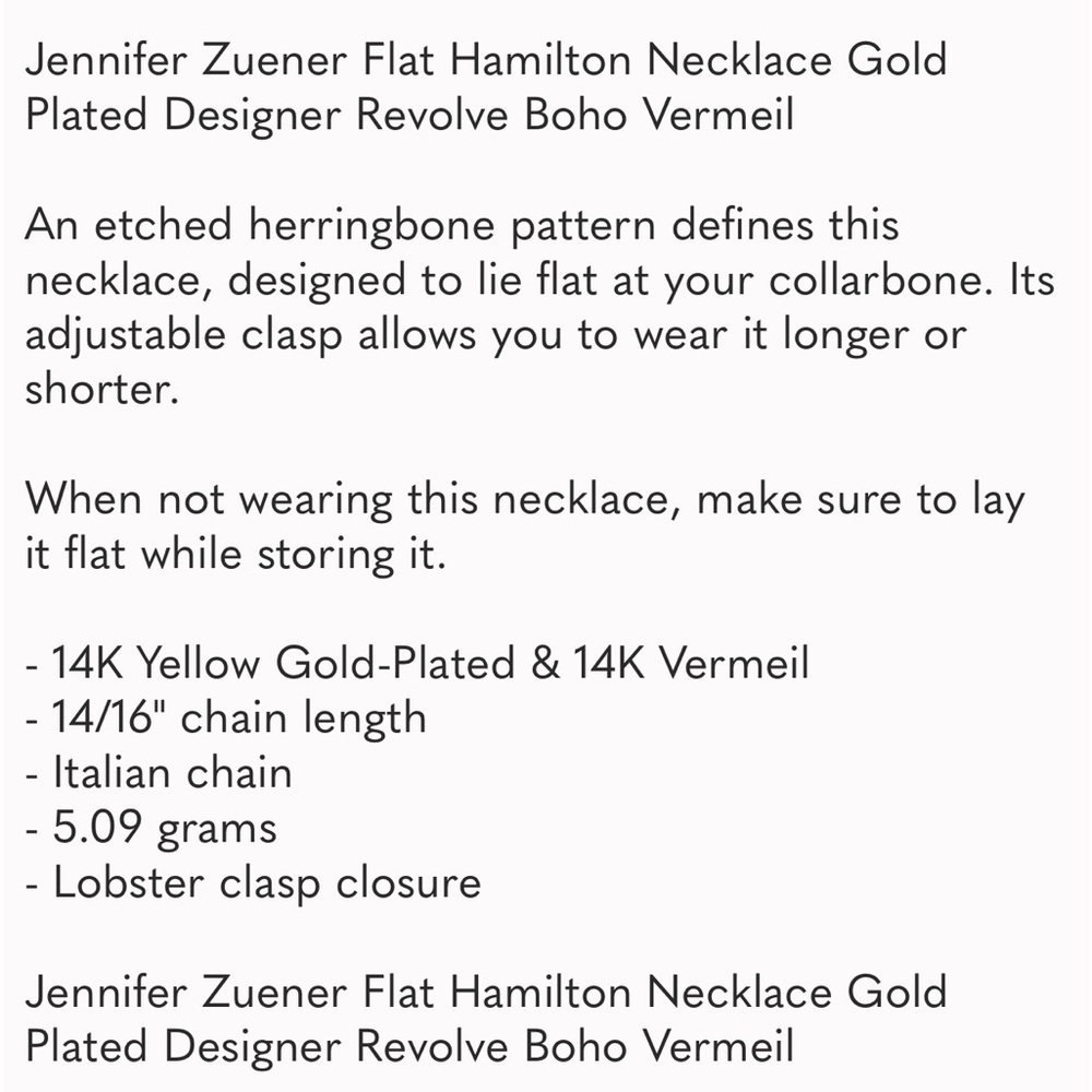 Jennifer Zuener gold “Hamilton”  necklace - Picture 6 of 6